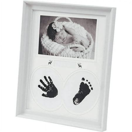 Baby Handprint and Footprint Kit Keepsake Frame Baby first Year Picture Frame Month frame Baby Gifts Personalized Baby Shower Gifts,Memory Art Picture Frames for Baby Registry, Nursery Decor