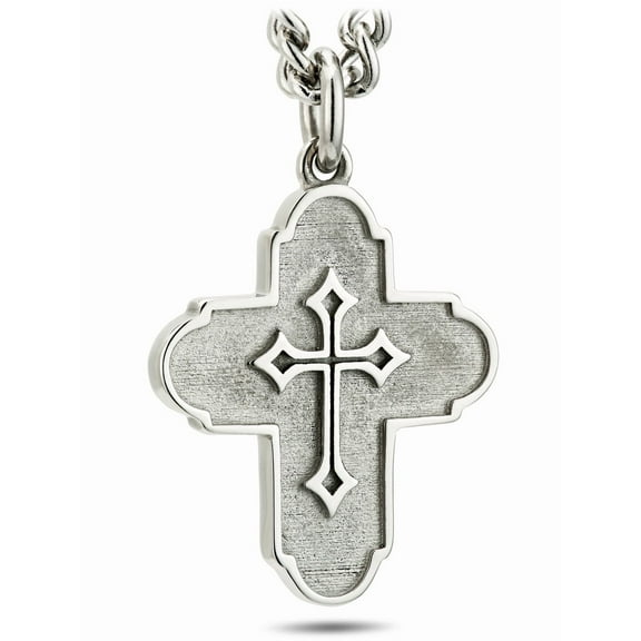 Men's Stainless Steel Fearless Cross Necklace- Psalm 56:3-4 by Shields of Strength