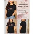thumbnail image 4 of Anbech Women Heart Printed Plus Size T-Shirts Graphic LOVE Heart Print Short Sleeves Tees Cute Oversize T-Shirt with Round Neck, 4 of 8