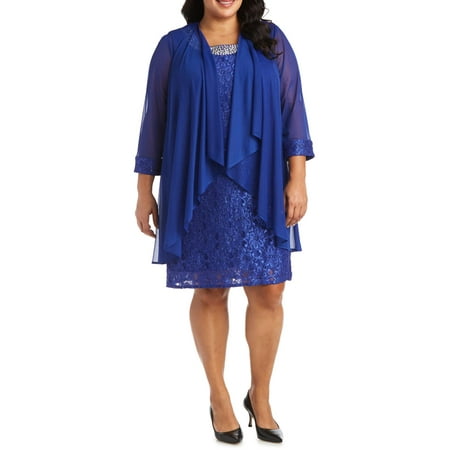 R&M Richards Women's Short Lace Mother of the Bride Dress