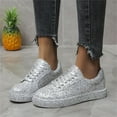 thumbnail image 2 of asdoklhq Casual Shoes for Women,Autumn and Winter New Sequined Flat Lace-up Casual Women's Single Shoes Pumps, 2 of 8