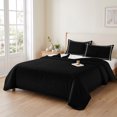 thumbnail image 2 of Twin Quilt Set 68''x86'', Pure Black Lightweight Summer Bedspread Coverlet Set with 2 Pillow Shams, Simple Solid Color Breathable All Season Quilt Bedding for Dorm/Bedroom, 2 of 9