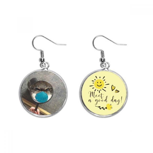 Mascota espejo enojado máscara gato feliz Pendiente Sol Flor Pendiente Joyas Moda Unbranded M