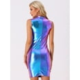 thumbnail image 3 of DARING DIVA Shiny Metallic Cutout Bodycon Mini Dress XS Blue Purple, 3 of 6