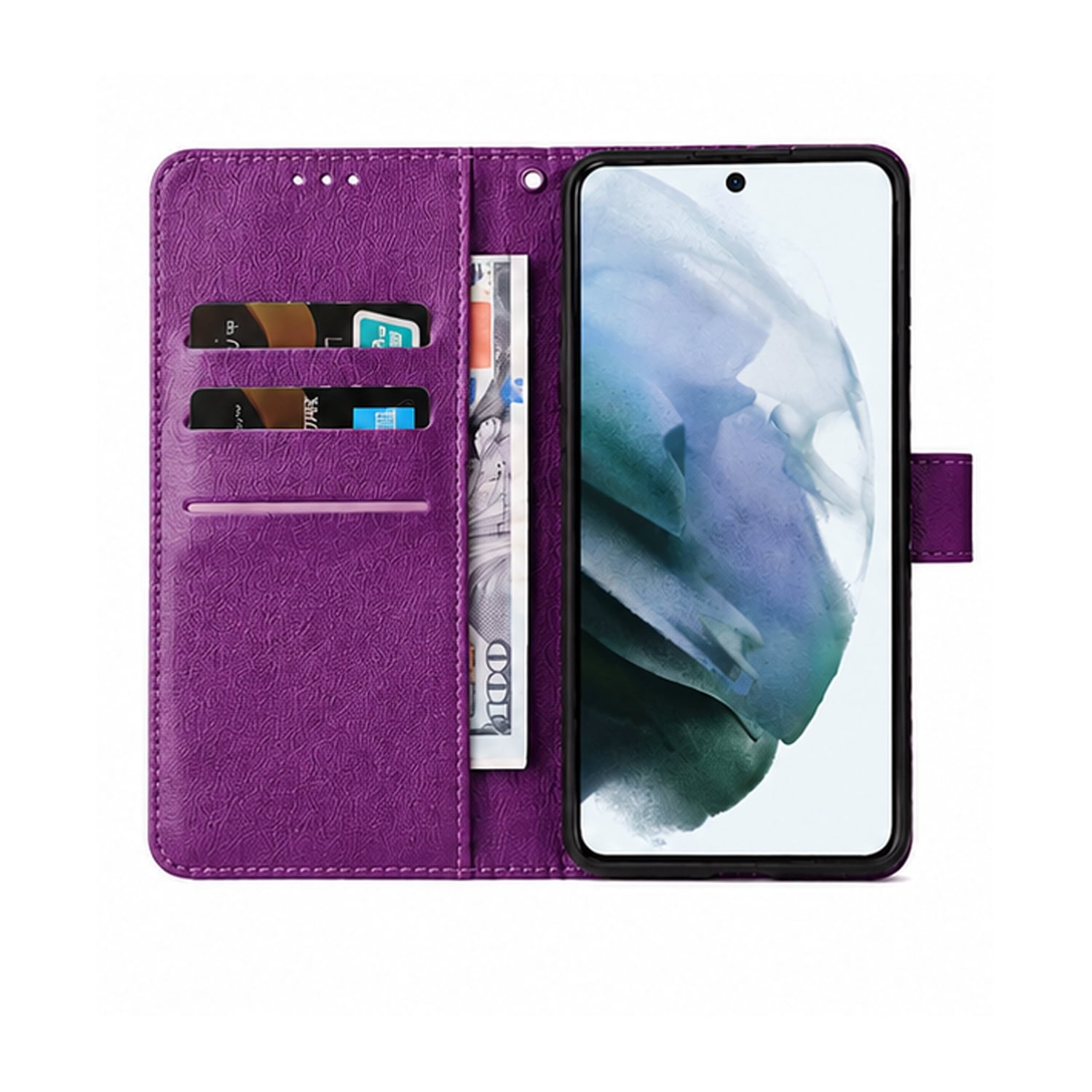 Vintage Leather Protective Wallet Cover for iPhone 17 Pro Max - Purple