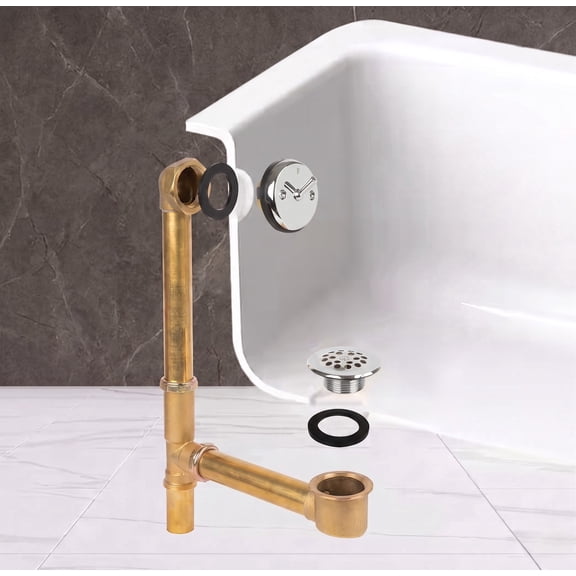 Fine Fixtures Bathtub Shower Drain - 20 Gauge Brass Tubing, Trip Lever Overflow Assembly Tub Drain Kit - Polished Chrome