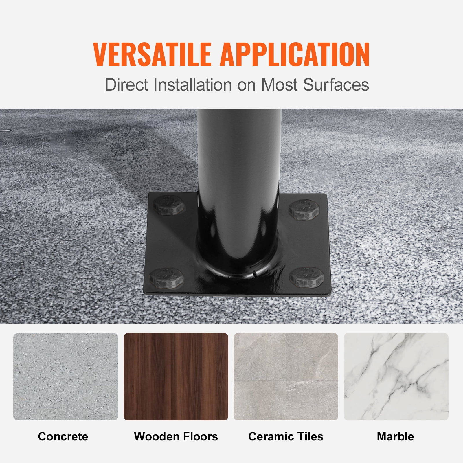 KFFKFF 2 Step Single Post Handrail Round Metal Stair Handrail Aluminum Material Stair Handrail with Installation Kit 18L x 38H Inch Step Stair Railing
