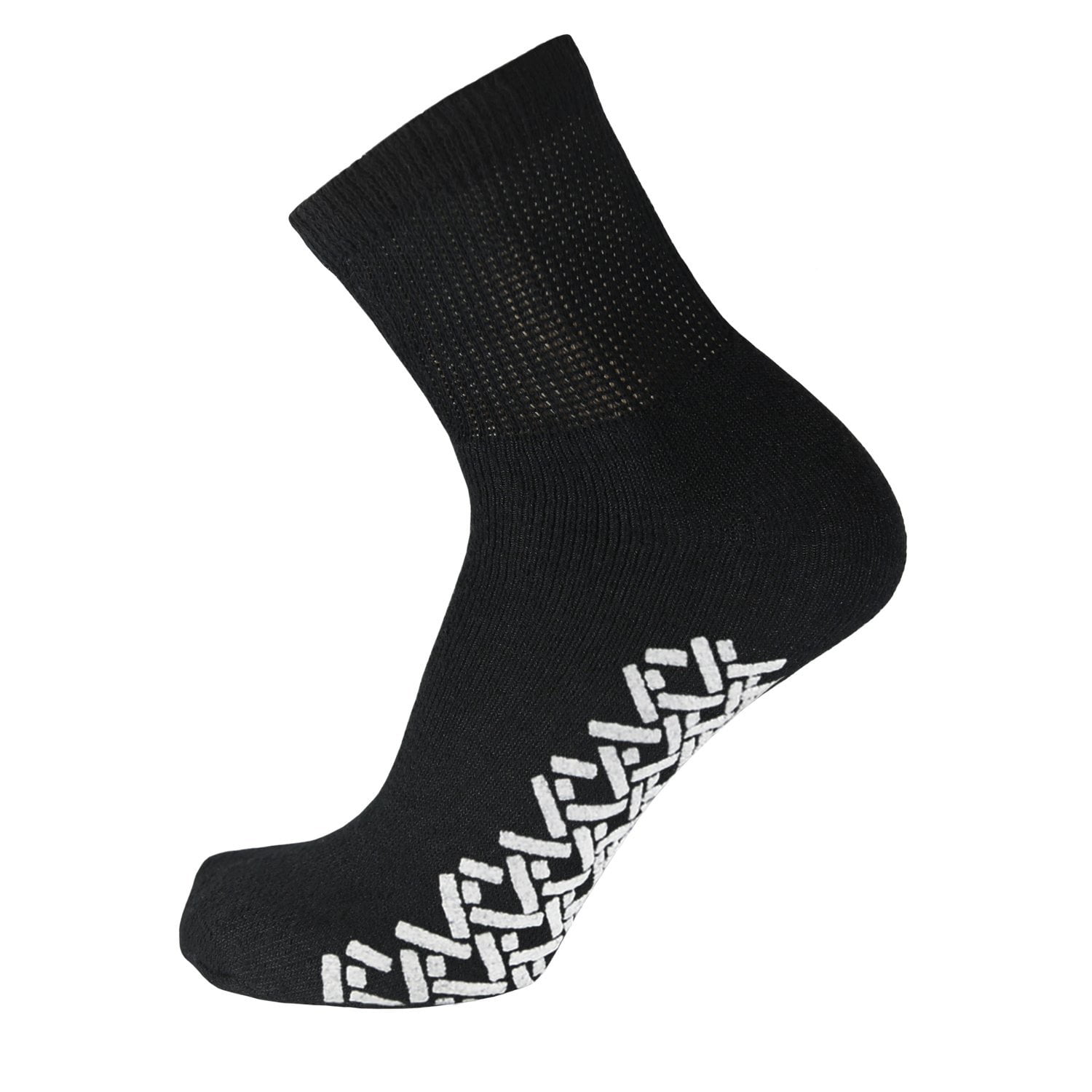 60 Pairs of Non-Skid Diabetic Ankle Cotton Socks with Non Binding Top, Brooklyn Socks Health Collection, Wholesale Bulk Value Pack (Black, Fit Men's Shoe Size 11-13)