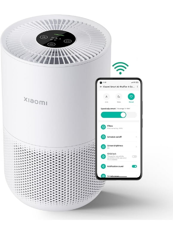 Xiaomi Smart Air Purifier for Home Bedroom up to 1060 Sq.ft, with 3-in-1 HEPA Filter, Allergen Removal, Smart WiFi App, 20dB Ultra Quiet Sleep Mode Air Cleaner for Pets Hair, Odor, Dust, Smoke