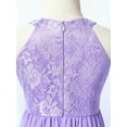 thumbnail image 5 of iEFiEL Girls Halter Neck Chiffon Floral Lace Party Dress Rhinestone Trim Wedding Bridesmaid Gown, 5 of 7