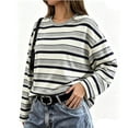 thumbnail image 6 of Azrian Women’s Striped Crewneck Long Sleeve Top,Oversized Long Sleeve Striped Pullover Sizes S-XL, 6 of 6