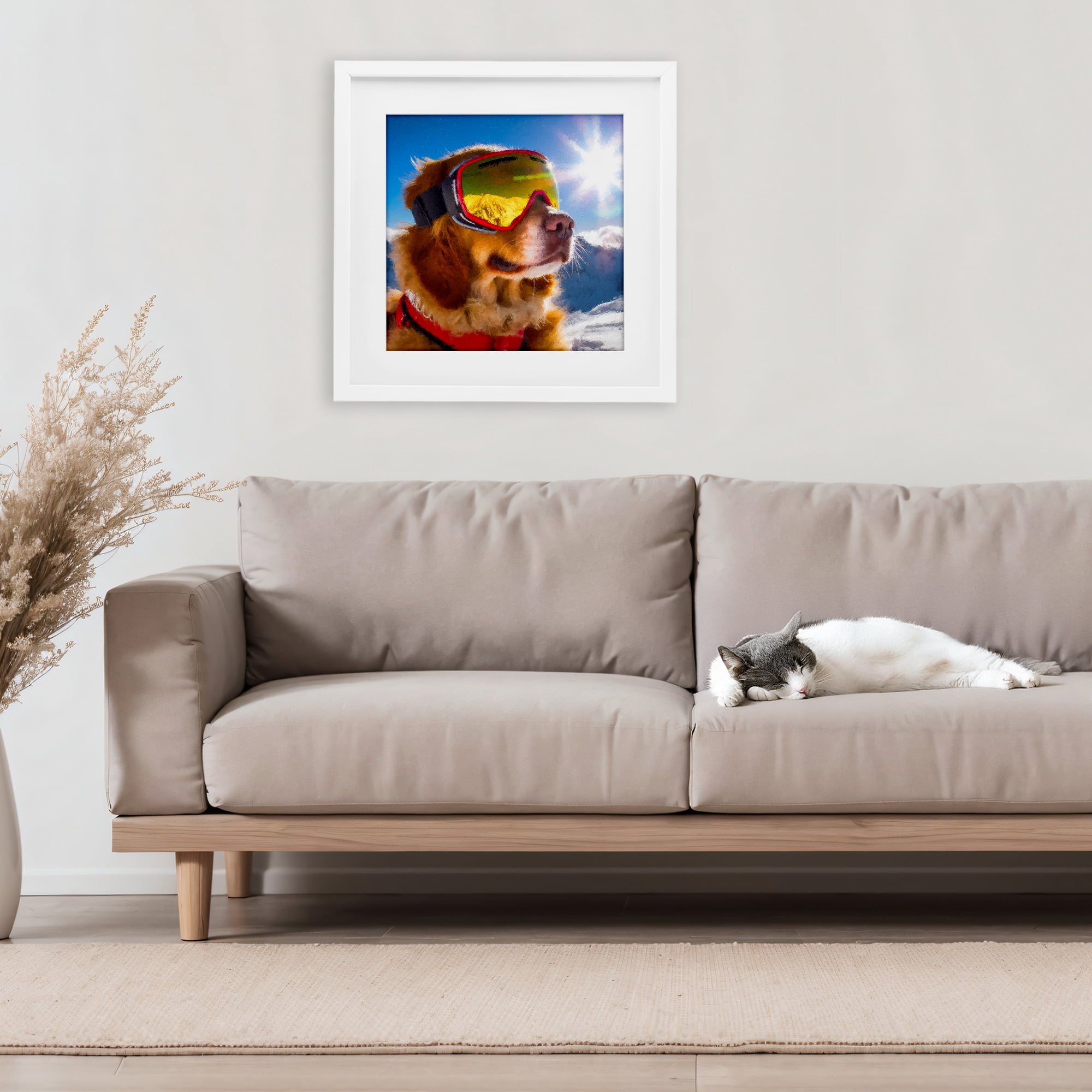 Stupell Industries Ski Goggles Retriever White Framed Print Under Glass, design by Sean Parnell