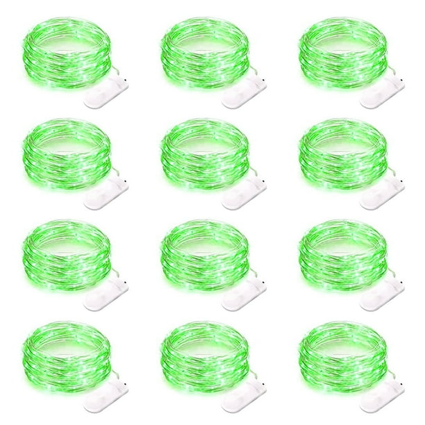 Luces de Hadas CAMANTU Paquete de 12 Cuerdas Verdes de 2,1 m con 20 LED Resistente al Agua