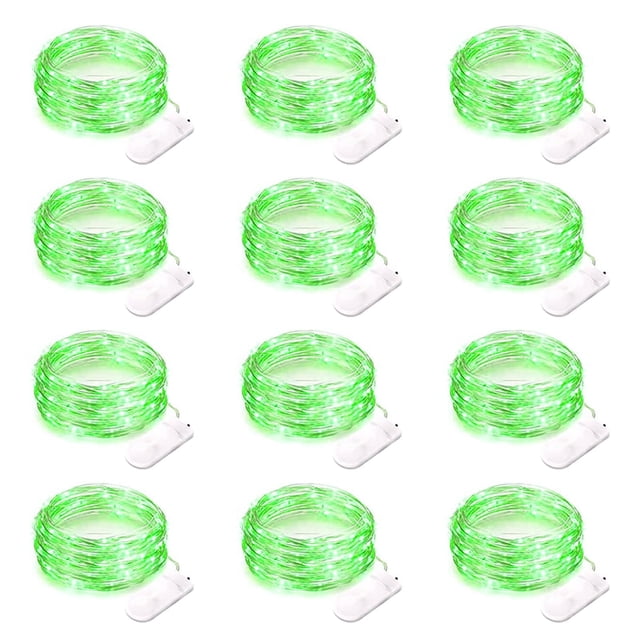 Luces de Hadas CAMANTU Paquete de 12 Cuerdas Verdes de 2,1 m con 20 LED Resistente al Agua