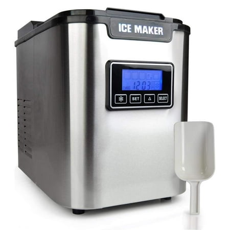 - NutriChef AZPICEM62 Countertop Ice Maker Digital, 14.2 x 9.8 x 12.9 inches, Silver