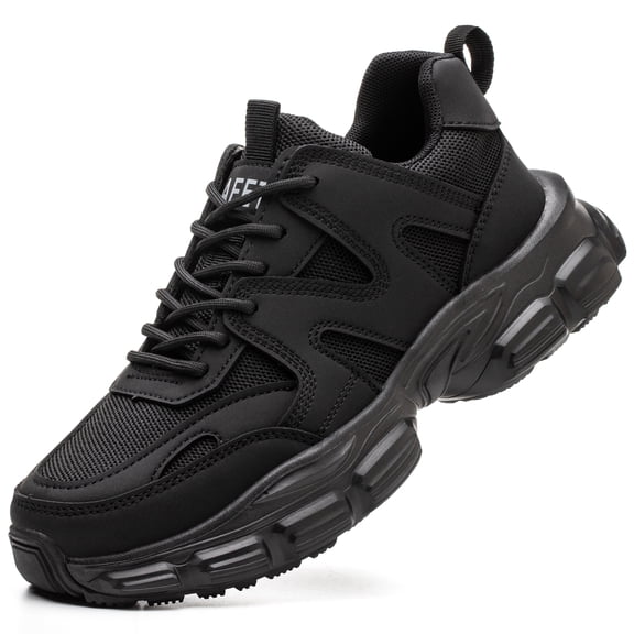 YOURDIARY Women's Fashion Steel Toe Work Shoes, Anti-Puncture Slip Resistant Chunky Safety Sneakers, Breathable Lightweight Industrial Shoes