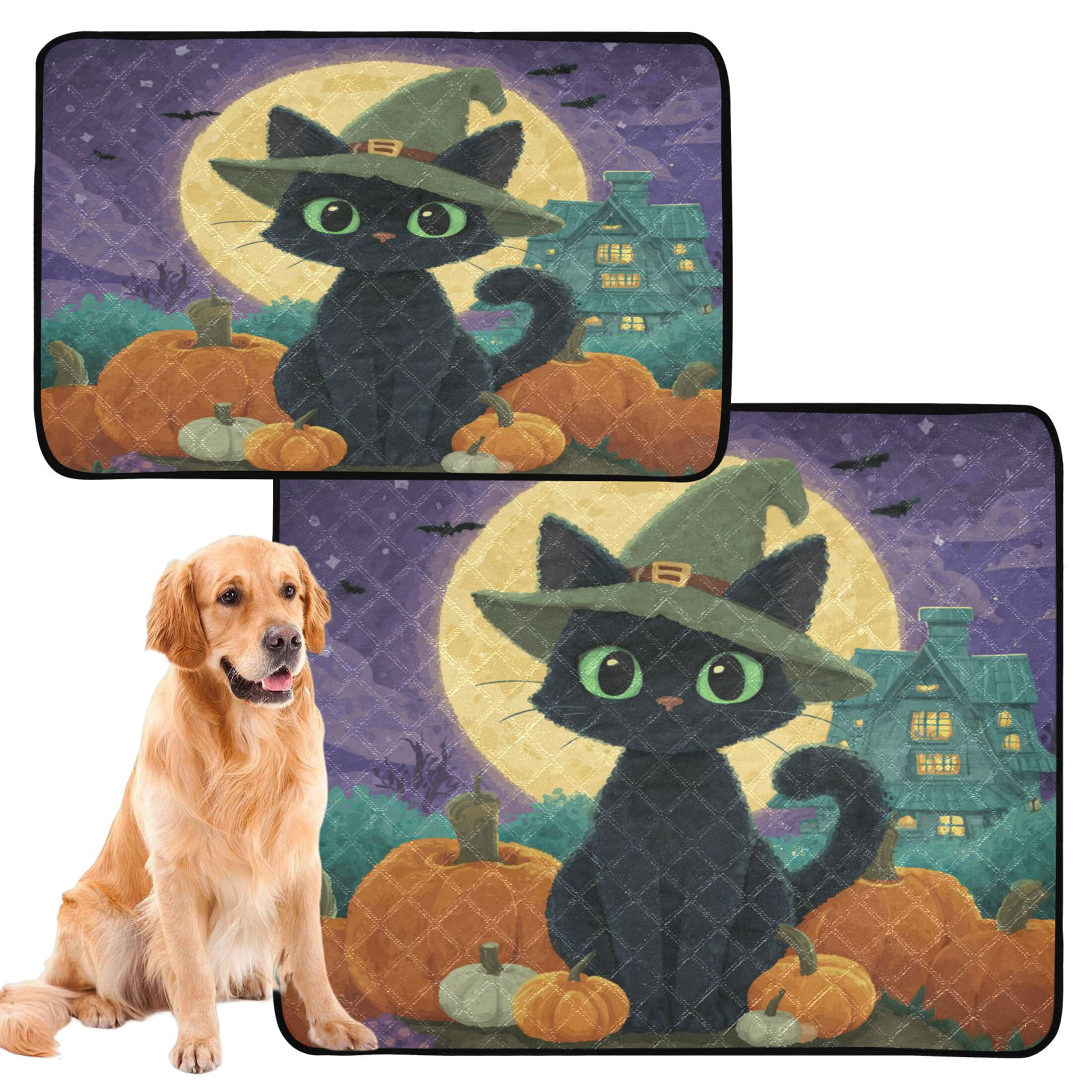 Qxltty Docile Black Cat Cat litter Pads Pet Set of 3 Diaper Mats Center Anti-leakage Layer Absorbent Soft and Comfortable