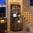 thumbnail image 3 of YANGLI 5-Tier Kitchen Bakers Rack with Power Outlet, Industrial Microwave Stand, Rustic Brown, 3 of 6