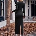 thumbnail image 4 of Kaemgyyd Cocktail Dresses for Women Elegant Bodycon Belted Maxi Dresses Long Sleeved V Neck Wear to Work Dress Fall, 4 of 4
