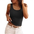 thumbnail image 2 of Lumtrix Womens Sleeveless Scoop Neck Built In Bra Tank Tops 2026 Summer Casual Basic Slim Fit Ribbed Knit Racerback Workout Cami Shirts Black M, 2 of 5