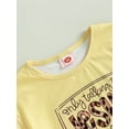 thumbnail image 6 of Bagilaanoe 2pcs Toddler Baby Girl Long Pants Set Short Sleeve Letter Print T-shirt Tops + Leopard Flare Trousers + Headband 1T 2T 3T 4T 5T 6T Kids Casual Outfits, 6 of 9