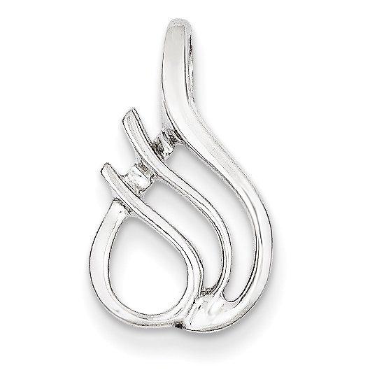 14k White Gold Reversible Fancy Omega Slide SLW125 (19mm x 12mm)