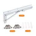 thumbnail image 3 of Uxcell 2 Pcs Folding Shelf Brackets, 8 Inch Iron Collapsible Shelf Bracket, L Shelf Bracket Home Decor, White, 3 of 6