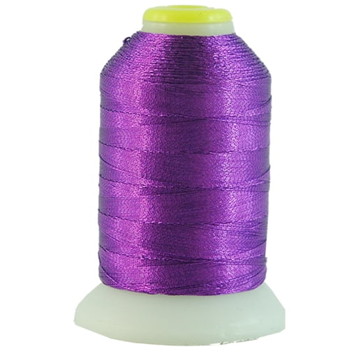 Metallic Embroidery Thread | No. L58 - Purple | 500 Meter Cones (550 ...
