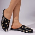 thumbnail image 5 of Rokment Metallic Gold Studded Mules Backless Dressy Sandals for Women Ladies Fashion Punk Casual Leather Closed Toe Low Heels Dress Slip on Open Back Flat Slippers Black Size 5.5, 5 of 7
