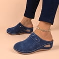 thumbnail image 5 of CYMMPU Women's Strap Decor Closed Toe Wedge Mules, Round Toe Slip On Breathable Backless Clogs, Outdoor Casual Footwear Blue 41, 5 of 9