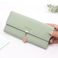 thumbnail image 1 of Cartera de cuero para mujer, monedero grande, porta chequera con colgante de hoja con cremallera, tarjetero, bolsillo para teléfono, 1 of 5