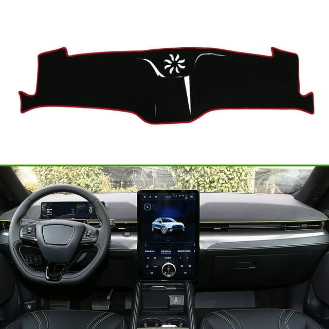 Cubierta de tablero Unique Bargains para Ford para Mustang Mach-E 2021-2024, alfombrilla de tablero frontal antideslizante de poliéster y silicona