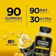 Effective Nutra Creatine Gummies for Men & Women - Creatine Monohydrate Gummies for Strength, Muscle, Energy - Natural Lemon Flavor (90ct)