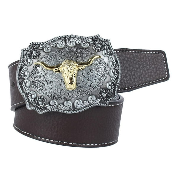 Cowboy Western PU Leather Belt Casual Dress Casual Adjustable Strap Men's Coffee