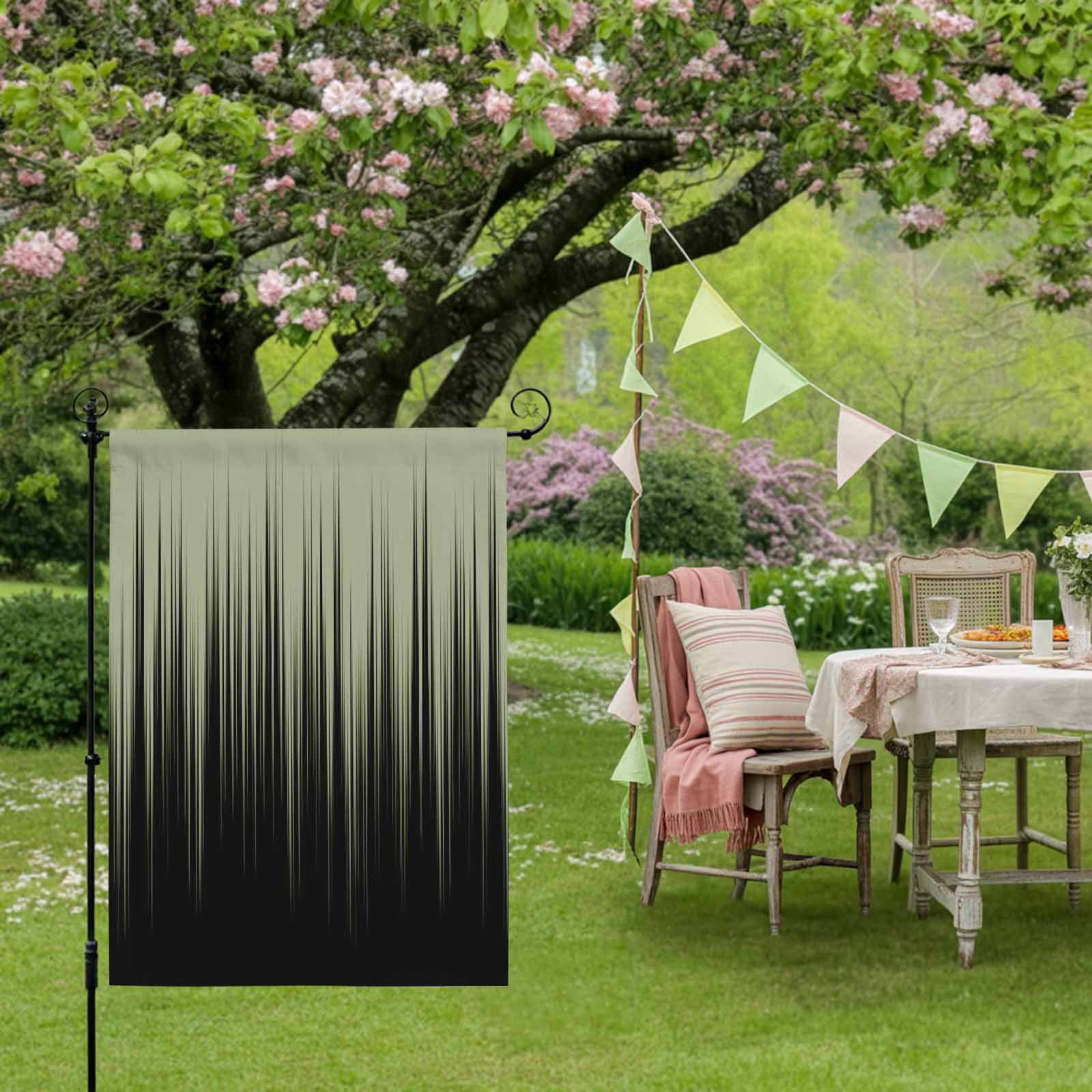 Black Green Ombre House Flag 28 x 40 Inches, Abstract Modern Lines Gradient Weather Proof Outdoor Patio Flags Double Sided Small House Decoration for Yard Lawn Outside Home