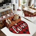 thumbnail image 5 of 4x6 Area Rugs, Valentine's Day Non-Skid Rubber Backing Large Rectangle Rugs - Living Room Bedroom Home Office, Red Black Plaid Love Sweet Romance Indoor Floor Mat Carpets Washable Rug, 5 of 9