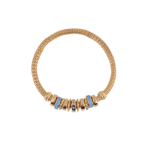 Time and Tru Goldtone Chain with Aqua Birthstone "March" Bracelet