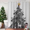 thumbnail image 4 of Christmas Tree Shower Curtains for Bathroom, Abstract Grey Trees Elk Gift Bird Star Art Waterproof Fabric Shower Curtain for Bathroom Bathtub Decoration, Machine Washable, 54x"78", 4 of 9