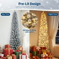 thumbnail image 7 of 6ft Prelit Flocked Pencil Christmas Tree with Lights, Slim Artificial Xmas Tree with Snowy Branch Tips & Sturdy Metal Stand for Indoor Holiday or Party Decor, 7 of 7