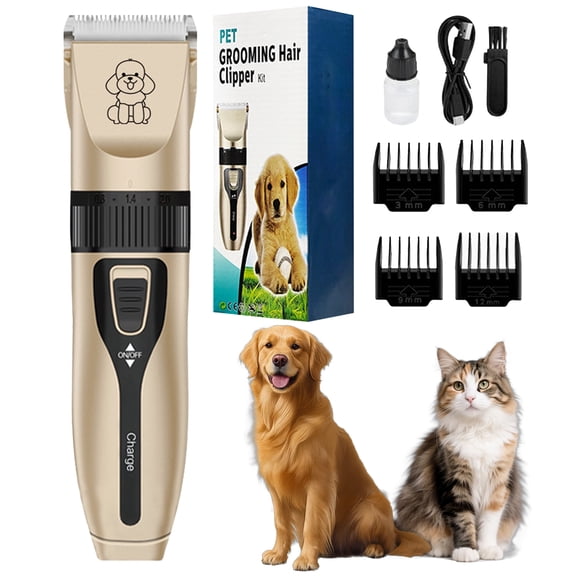 Rechargeable Cordless Dog Grooming Kit - Low Noise Pet Hair Trimmer for Paws and Feet Grooming