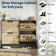 thumbnail image 4 of Shoe Cabinet Storage with 4 Flip Drawers, Freestanding Shoe Storage Organizer Cabinet for Entryway, Narrow Shoe Rack Cabinet with 3 Tier Adjustable Shelves for Hallway, Oak, 4 of 7