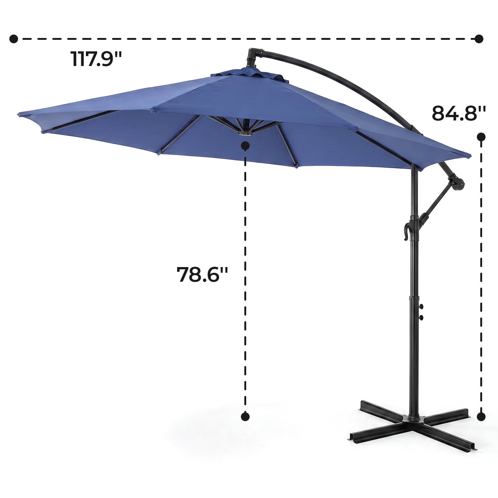 Alvantor 9.8FT Offset Cantilever Patio Umbrella with Crank & 8 Ribs, Easy Tilt Adjustment, UPF 50+ UV Protection for Backyard Patio Lawn