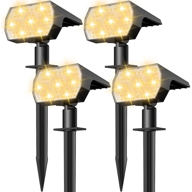 NYMPHY Luces solares para exteriores impermeables IP68, 56 LED 3 modos de iluminación con energía solar para jardín, luces solares para Navidad, paisaje exterior, paquete de 4 (blanco cálido)