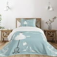 thumbnail image 3 of Ambesonne Blue Quilted Bedspread Set 2 Pcs, Vintage French Bride, Twin Size, Pale Blue White, 3 of 6