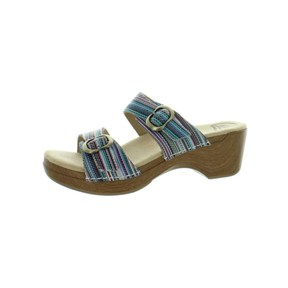 Dansko Womens Sophie Stripe Leather Slip On Slide Sandals