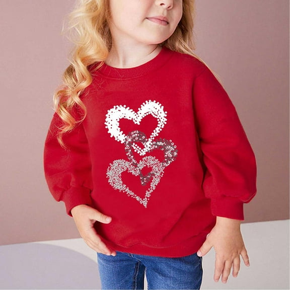 Bnwani Long Sleeve Toddler Shirts Boys Cotton Winter Fall Hoodless Heart Printed Tops 3-4t