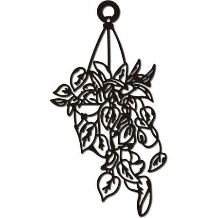 Plant Metal Wall Art Flower Vase Modern Wall Decors Black Hanging Sign Iron Rustic Decorations Potted Bracketplant Sculpture for Farmhouse Home Office Garden Living Room 7.9 x 3.9 Inch