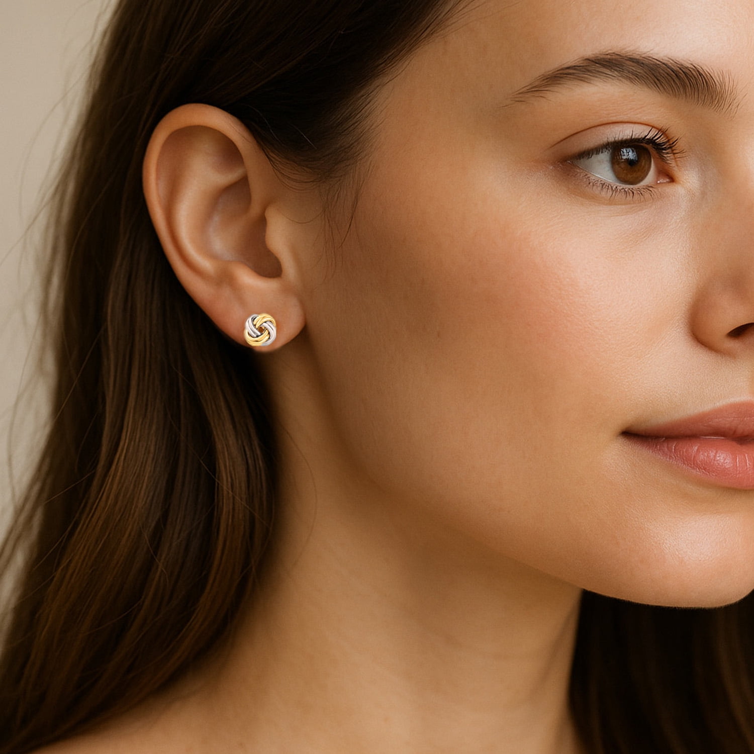 Ritastephens | Sterling Silver | Gold-tone | Overlay | Two-tone | Love Knot | Stud Earrings (9.5mm)