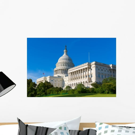 Capitol Building Washington Dc Wall Mural Decal Sticker, Wallmonkeys Peel & Stick Vinyl Graphic (24 in W x 16 in H)
