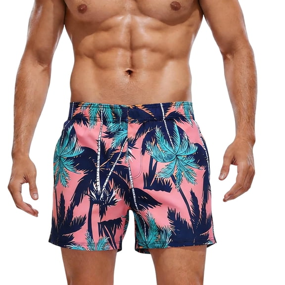 CONZONE Mens Swim Trunks Hawaiian Graphic Y2K Board Shorts for Men Elastic Waist Drawstring Lightweight Quick Dry Summer Beach Swim Shorts